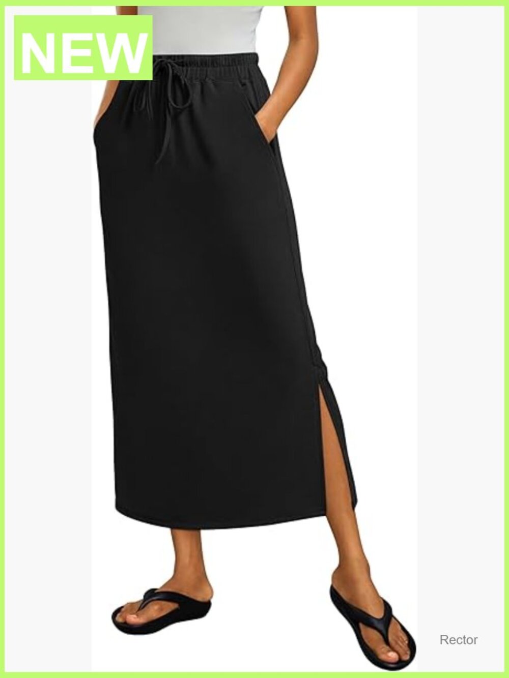 Maxi Skirt High Waist Drawstring Side Pockets Casual Summer Wear
